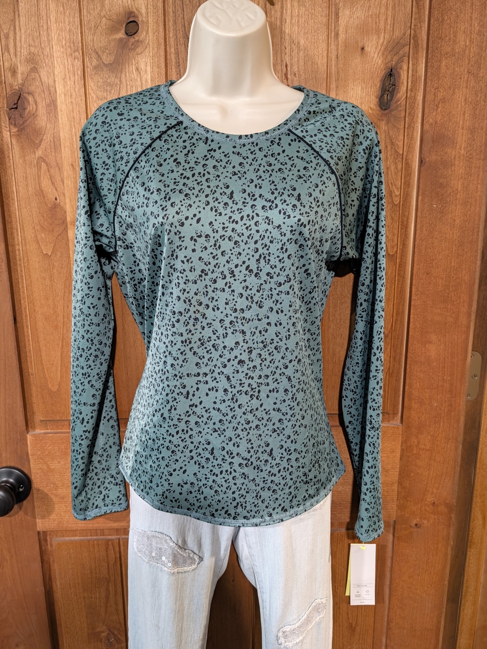 all in motion Teal Long-Sleeve Printed Top With SPF 50 Protection